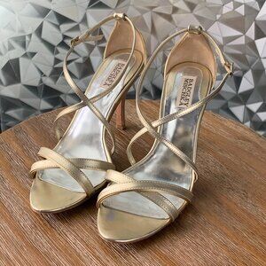 Badgley Mischka Gold Strappy Heels Stiletto